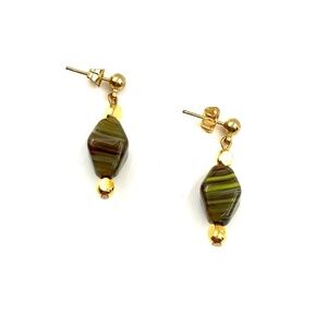 💙 5 for $25 - Gold tone Green Stone Earrings
